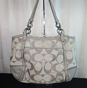 COACH CANVAS Gray Designer Tote SHOULDER Bag